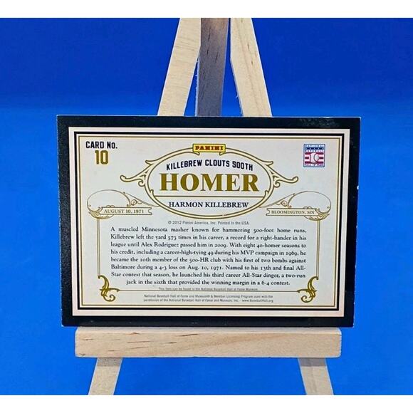 Killebrew Clouts 500th Homer #10 Panini 2012 Louisville Slugger - Picture 4 of 4